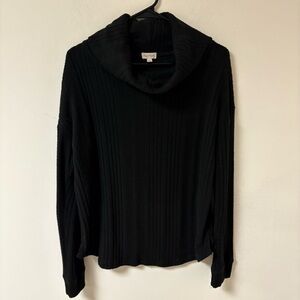 Hem & Thread Womens Black Cowl Neck Sweater Tunic Large